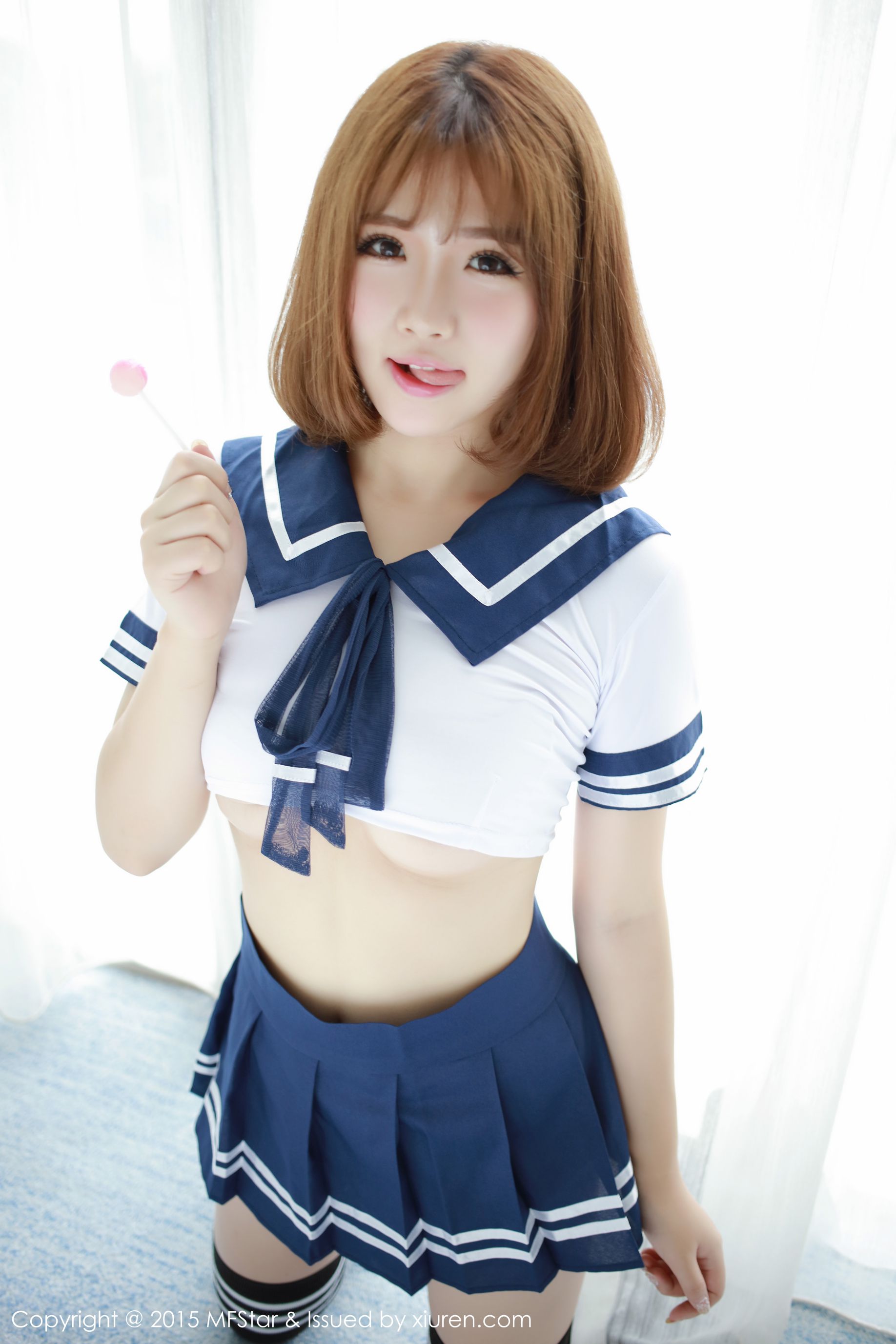 [模范学院] 蛋糕Cake 性感水手服+粉色抹胸连体服 高清手机美女壁纸