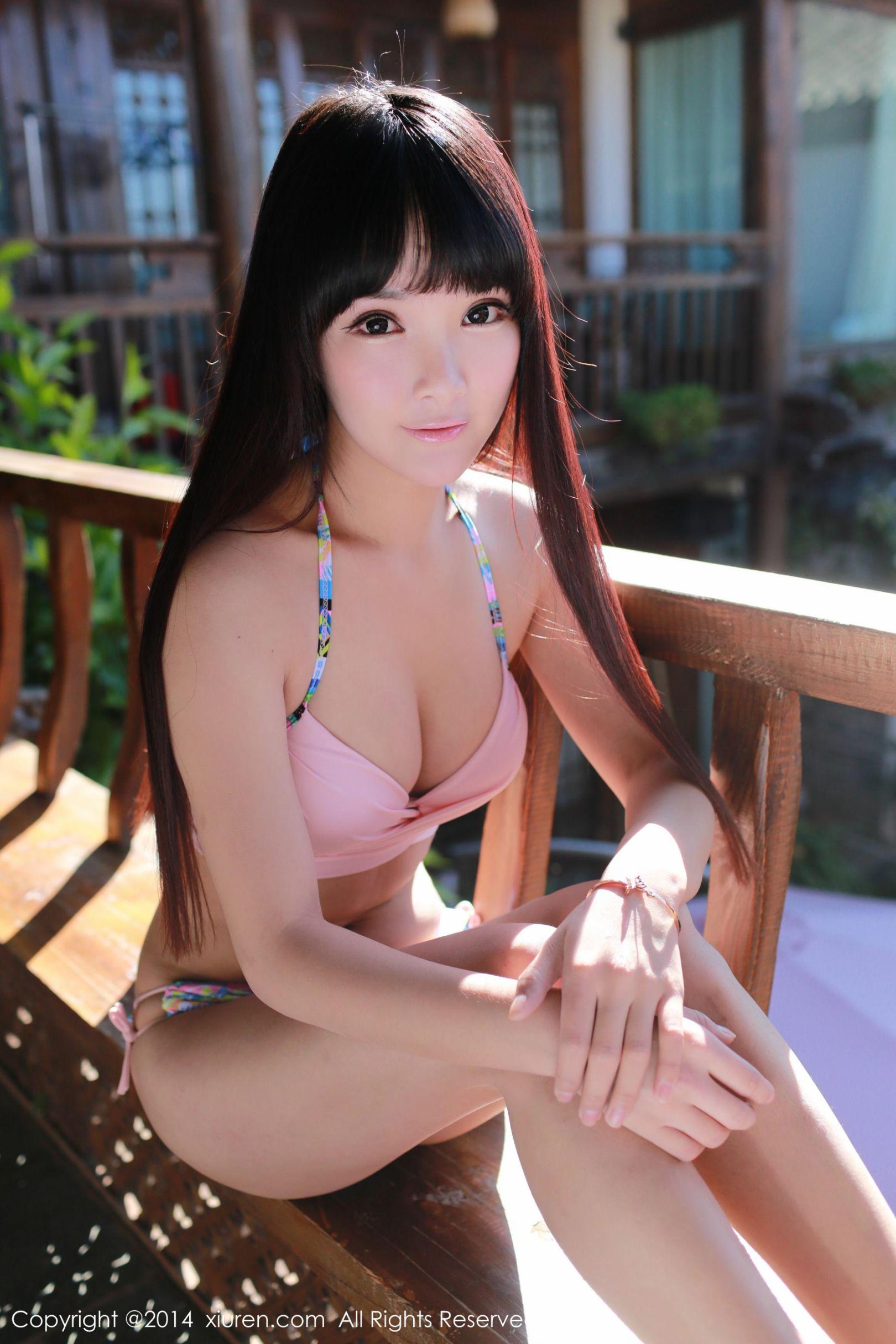 [美媛馆] 妮儿Bluelabel 肚兜+内衣 高清手机美女壁纸