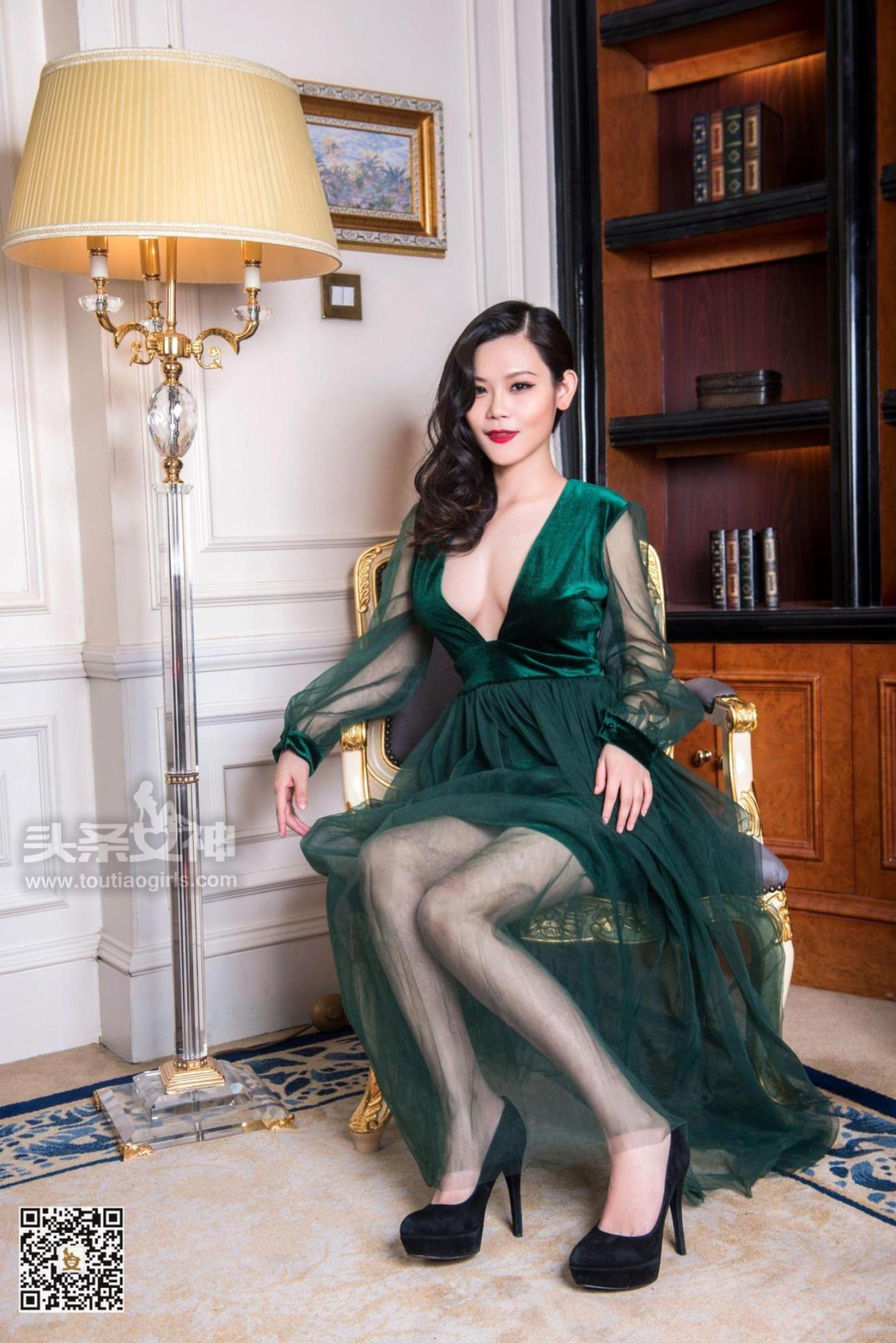 [头条女神] 黎美儿Cici 绿纱媚娘 高清手机美女壁纸
