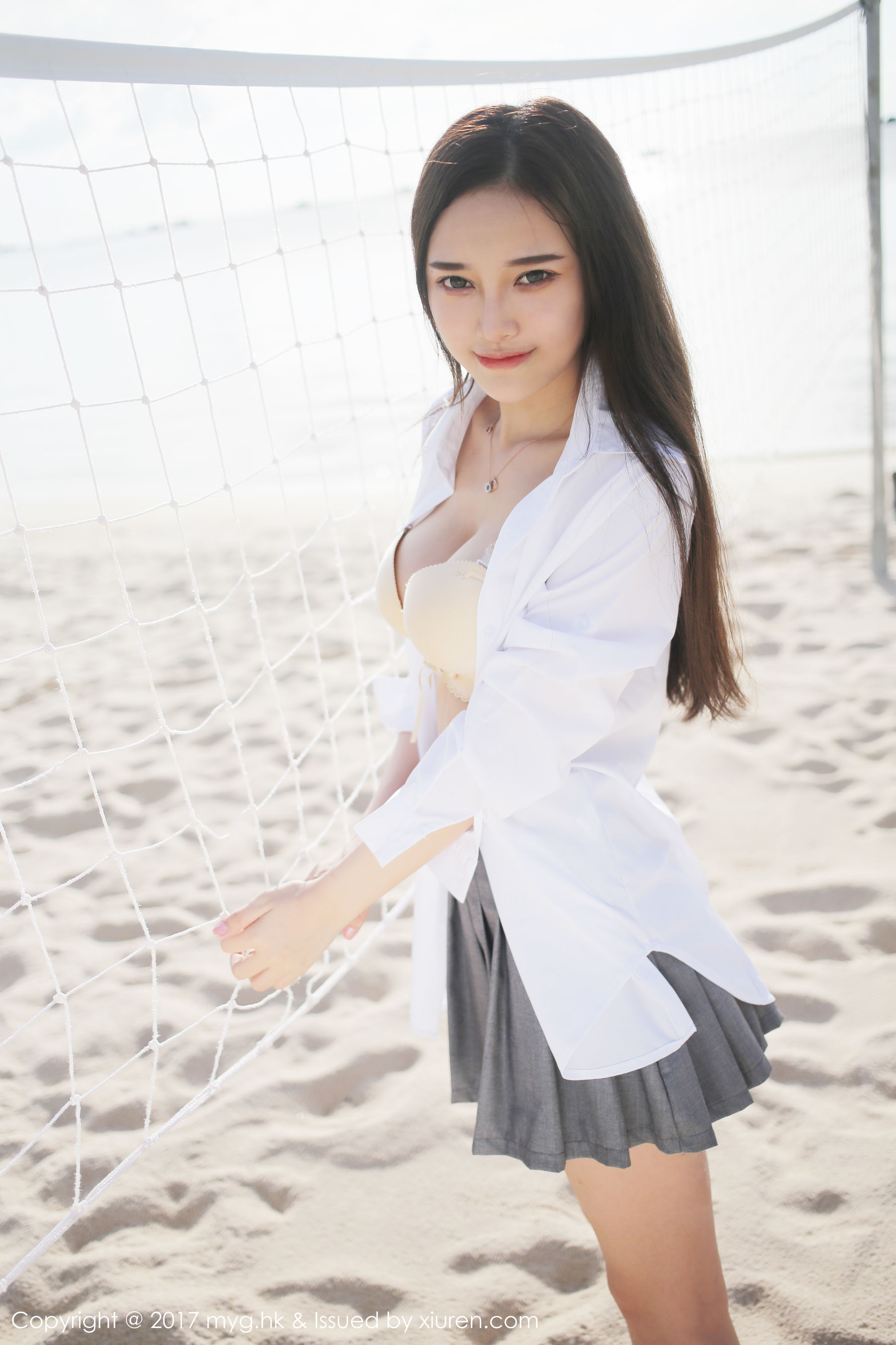 [模范学院] 唐琪儿 海边白衬衫+短裙系列 高清手机美女壁纸