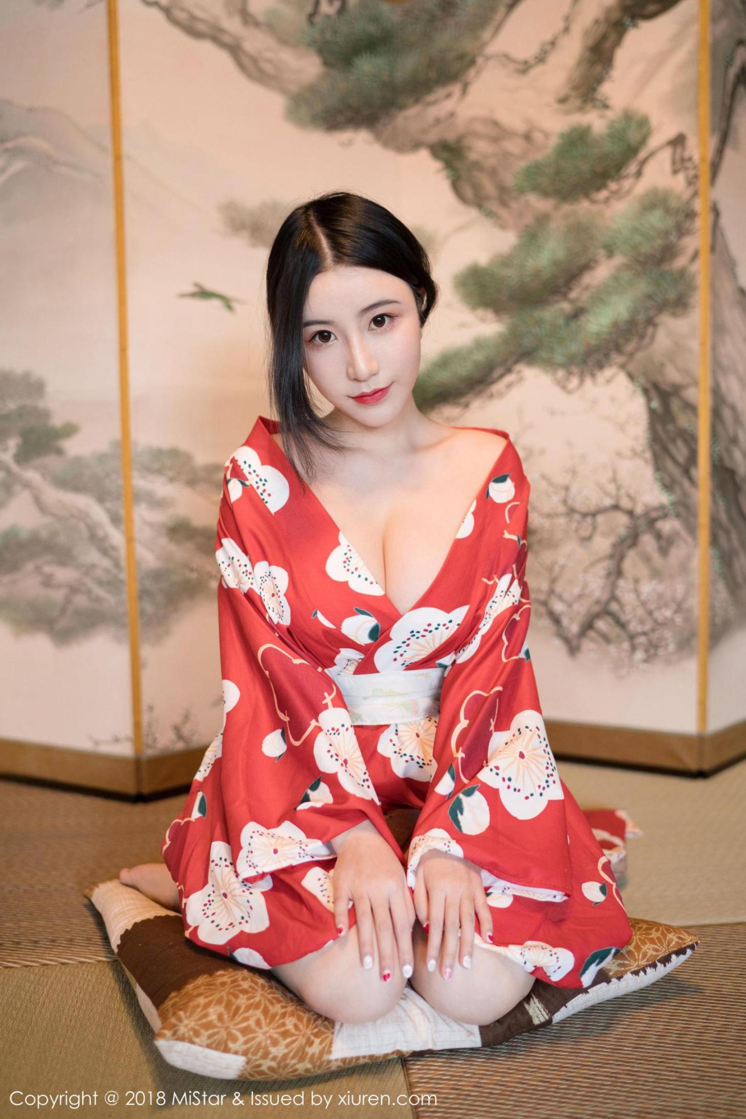 [蜜桃社] 绯月樱 娇艳红色和服 高清手机美女壁纸
