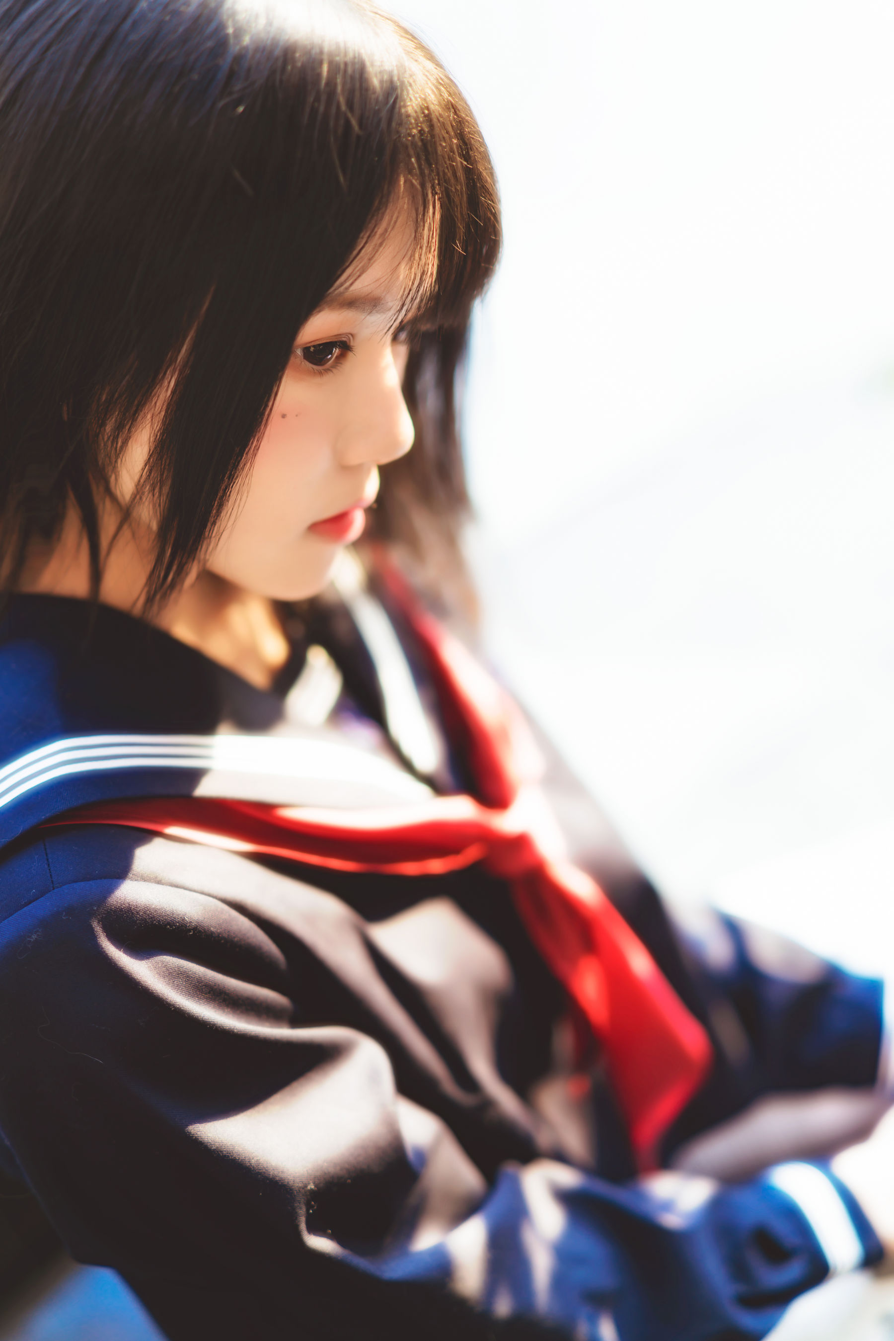 [网络美女] 桜桃喵 (小少女)黑色水手服高清手机美女壁纸14P