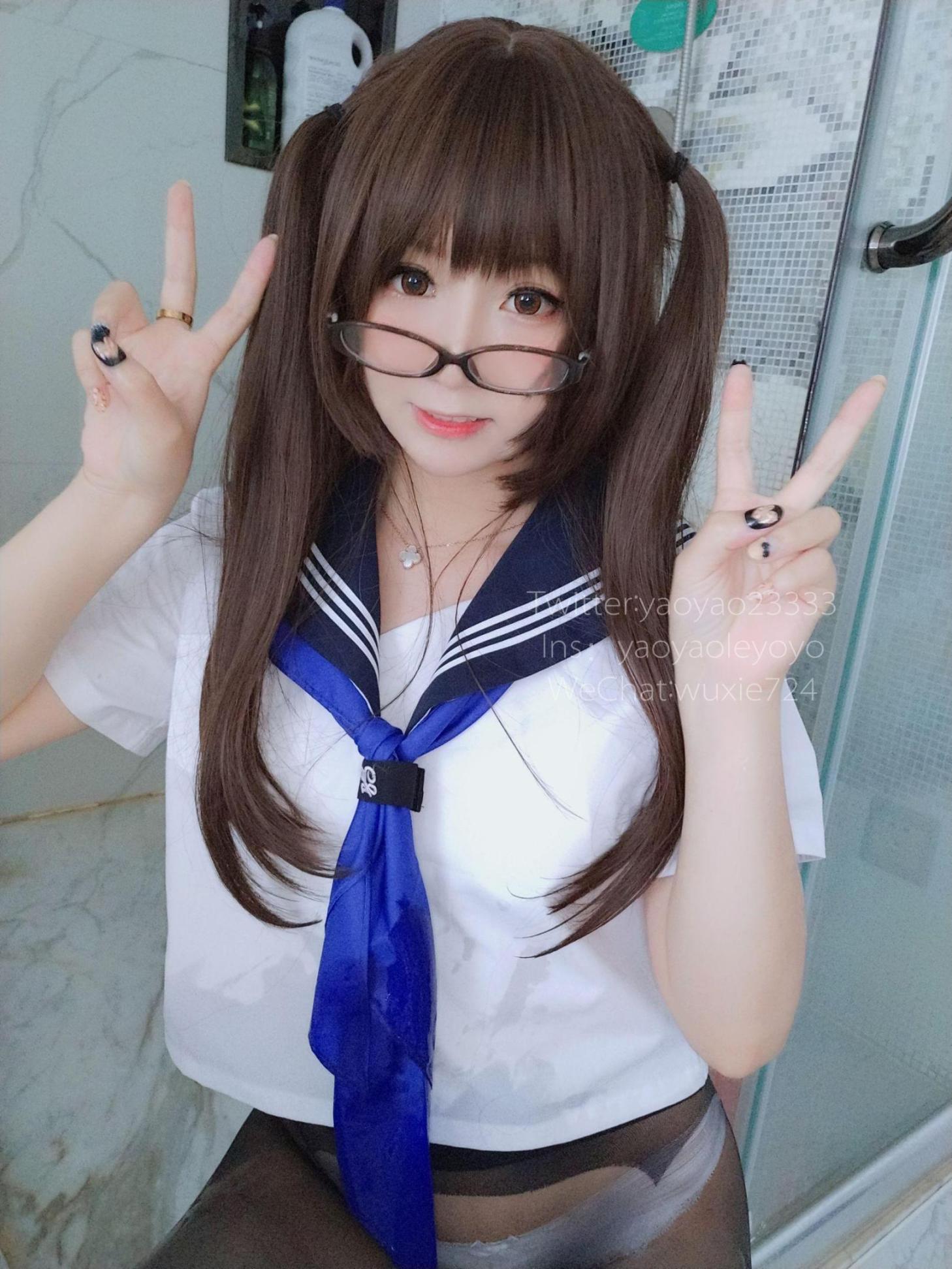 [网络美女] 摇摇乐 蓝色jk 高清手机美女壁纸