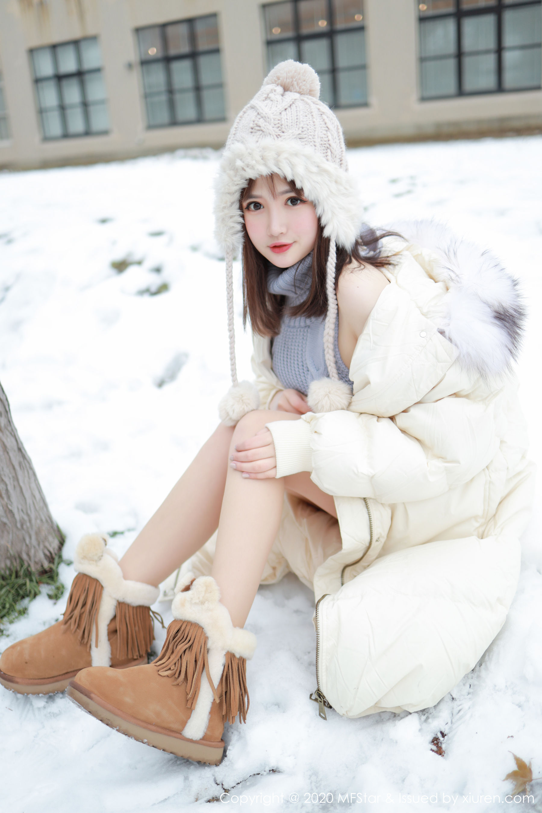 [模范学院] 蛋糕Cake 性感开背毛衣系列高清手机美女壁纸44P