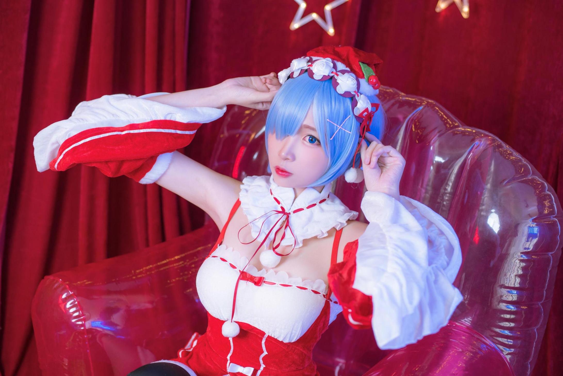 [网络美女] 二佐Nisa 雷姆圣诞高清手机美女壁纸12P