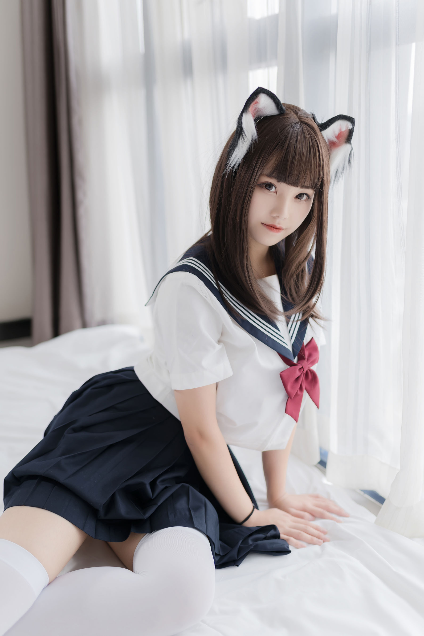 [网络美女] 蜜汁猫裘 猫耳JK 高清手机美女壁纸