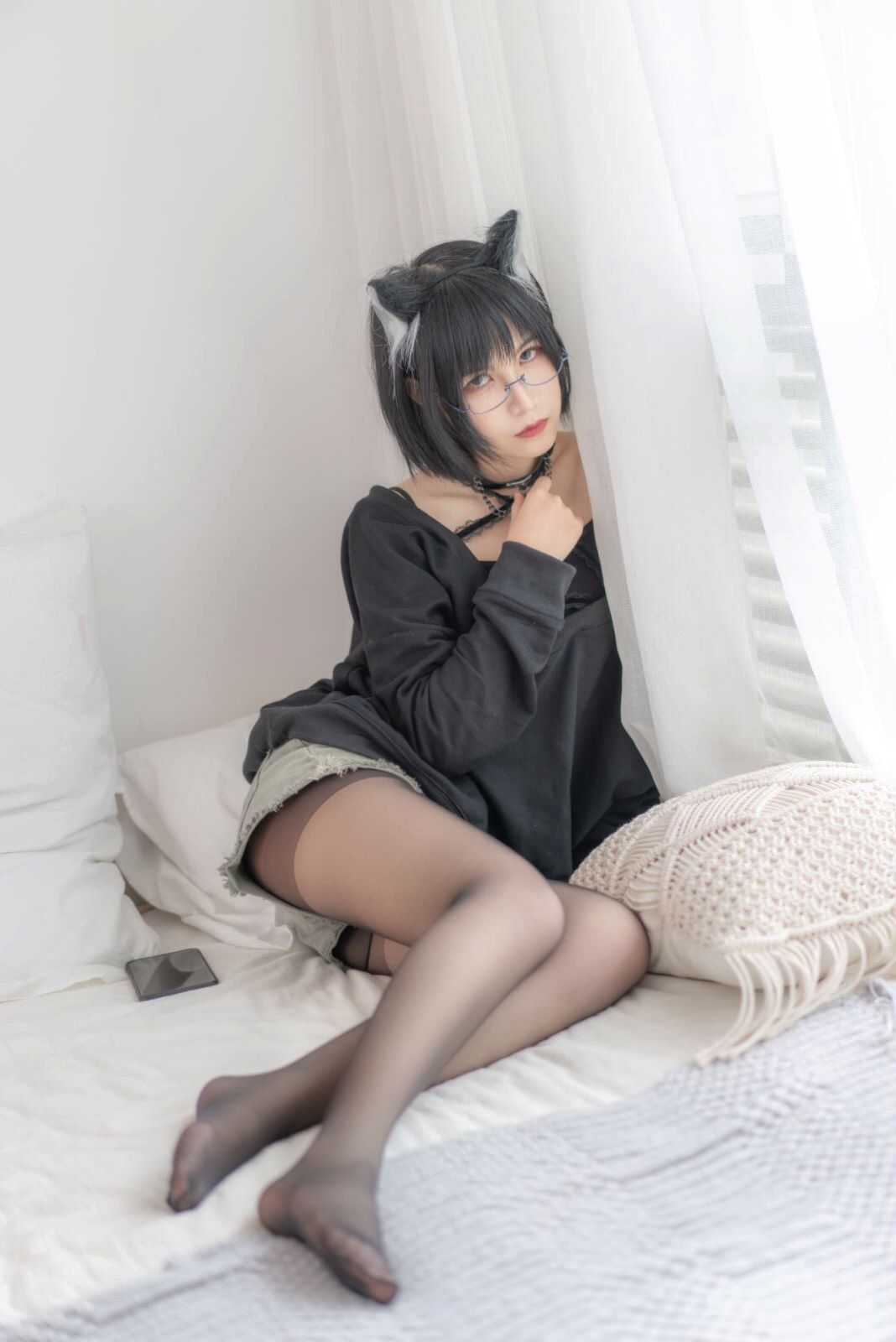 [网络美女] 逐月su 日常猫娘高清手机美女壁纸18P