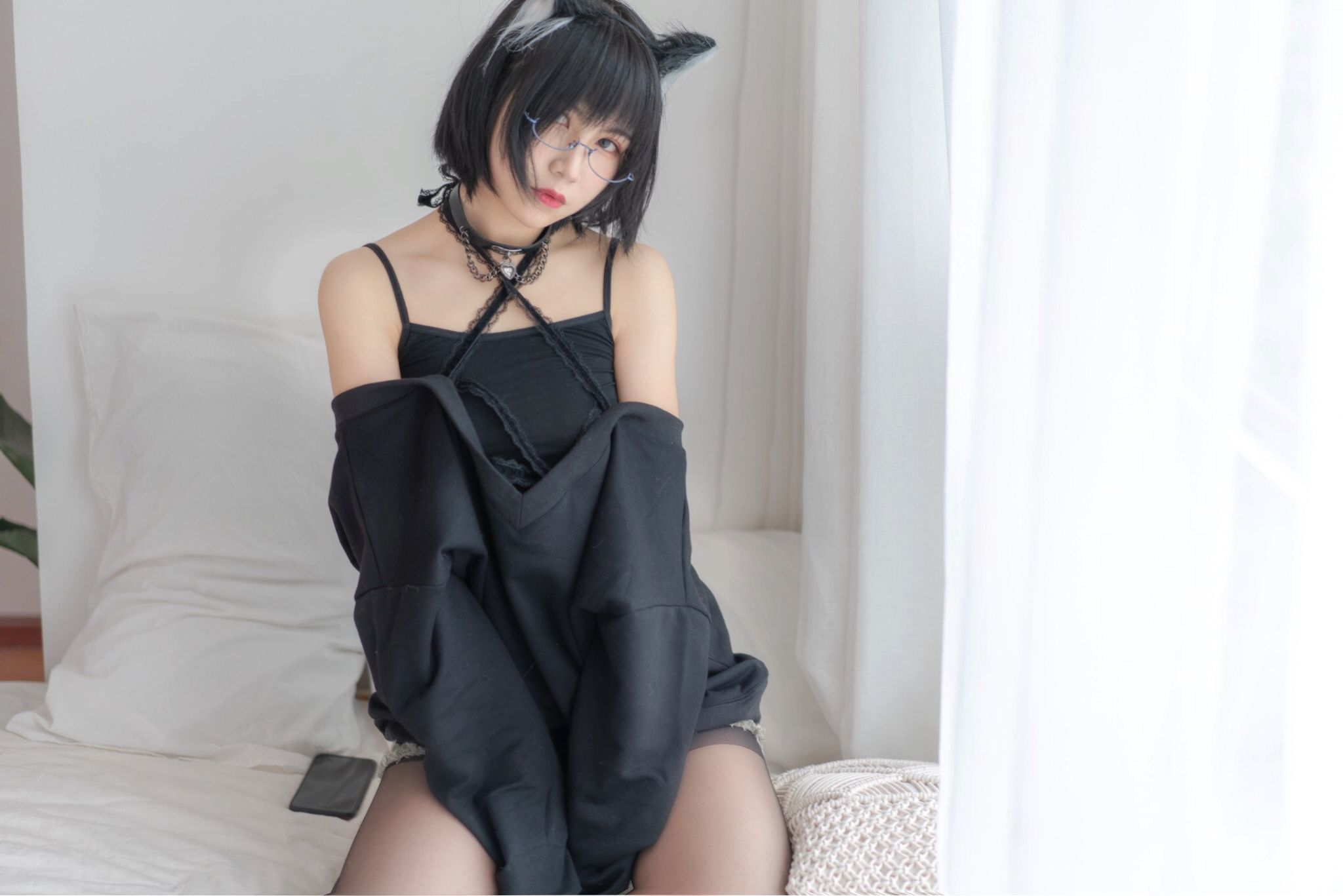 [网络美女] 逐月su 日常猫娘高清手机美女壁纸8P