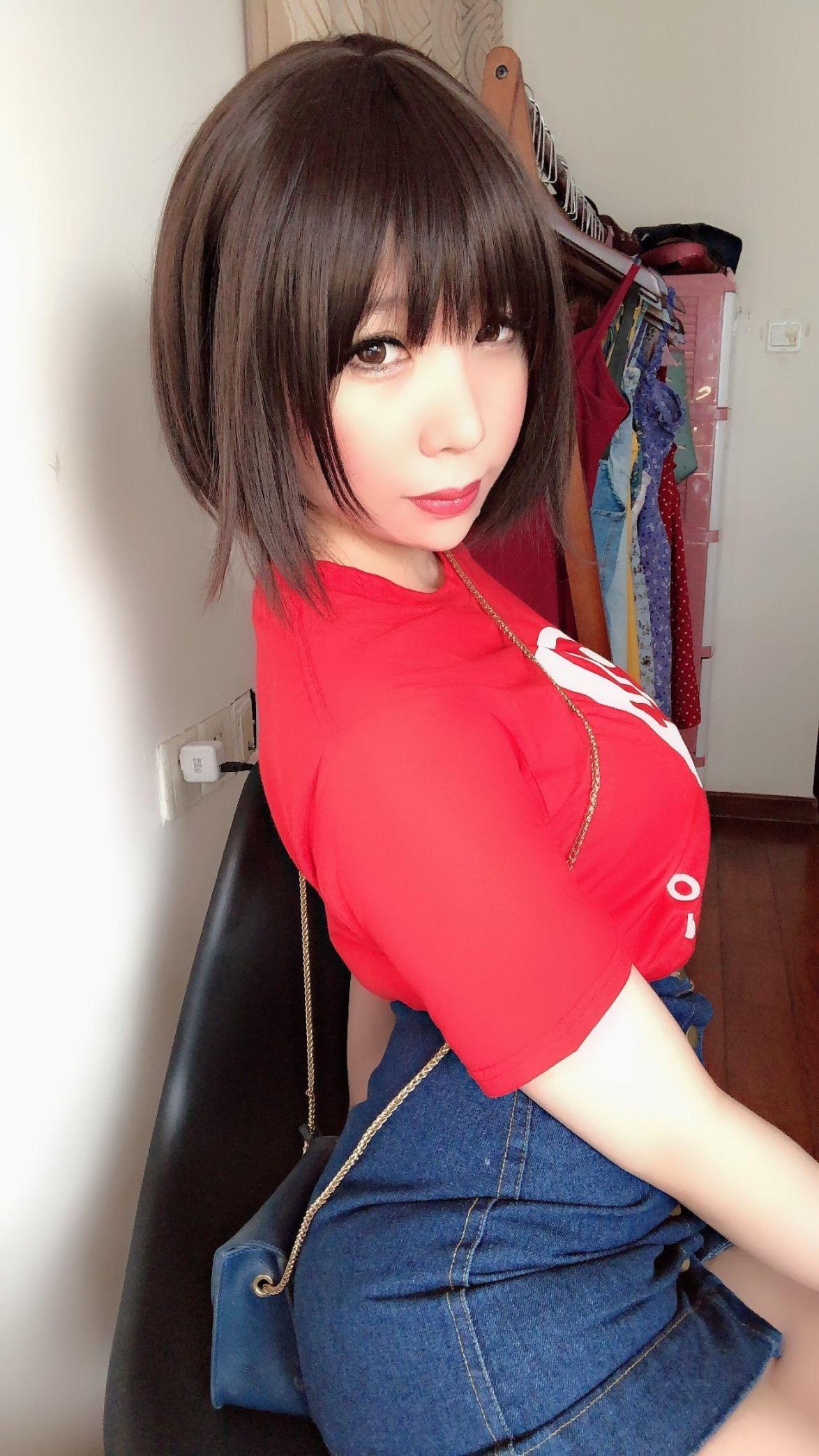 [网络美女] 鹿野希 火红可爱穿搭 高清手机美女壁纸